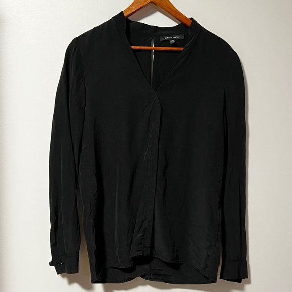 Judith & Charles black silk long sleeve blouse - Picture 2 of 11